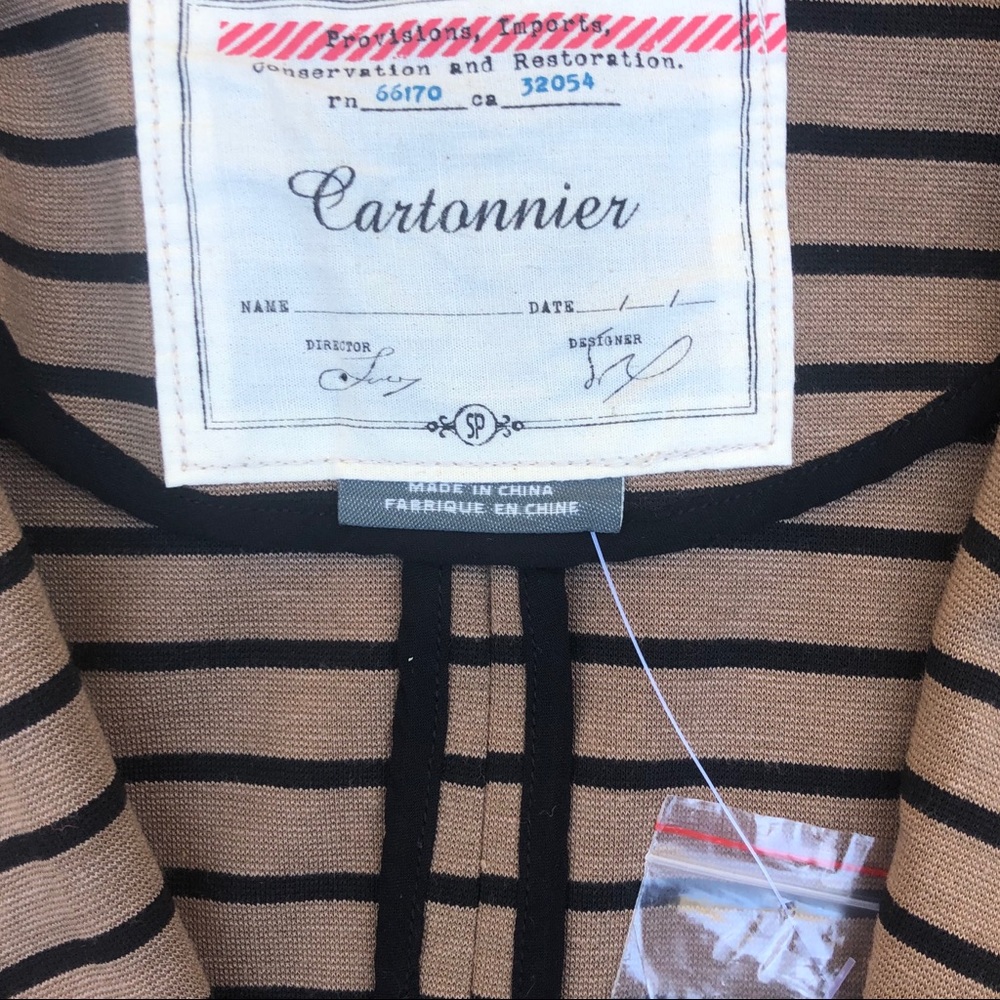 Cartonnier Blazer peplum stripe brown black new S - Picture 4 of 6